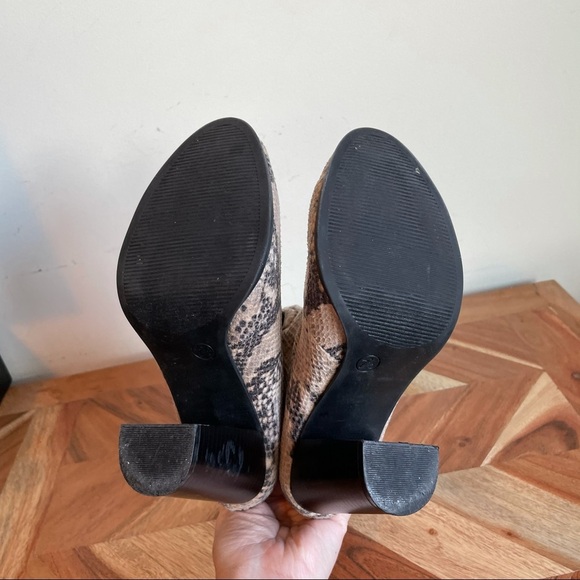 A+ Ellen Tan Snake Print Midi Heel Boots - Picture 6 of 7